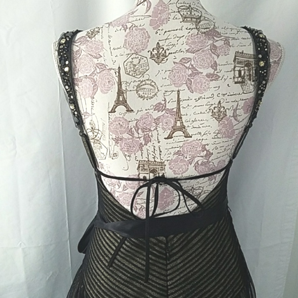 BCBG Max Azria tule over gold dress sz. 8 couture - Picture 2 of 5